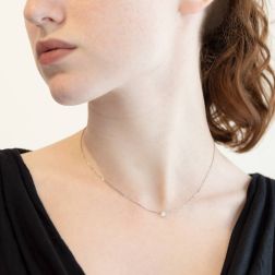 Photo of worn Simple Light Point Solitaire Necklace 0.22ct