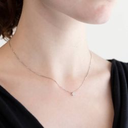Photo of worn Simple Light Point Solitaire Necklace 0.22ct