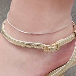 Cavigliera Catena Veneta oro bianco 0.8mm foto indossata