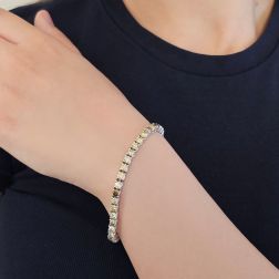 Bracciale Tennis Diamanti Gialli e Brown foto indossata