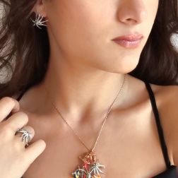Photo of worn Starfish Earrings with Diamonds in White Gold