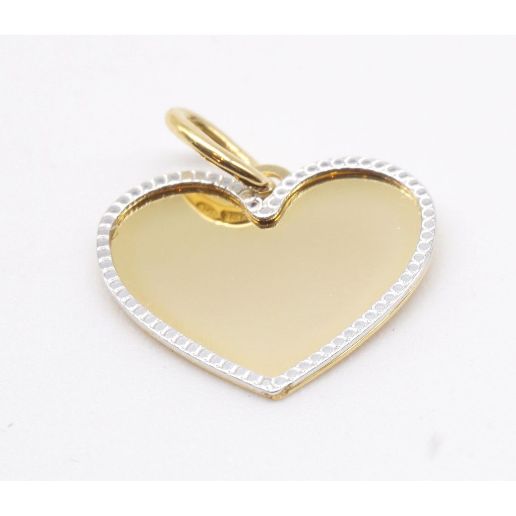 Ciondolo Cuore Oro Giallo 14KT 585 - Pendente Bombato Senza Catena