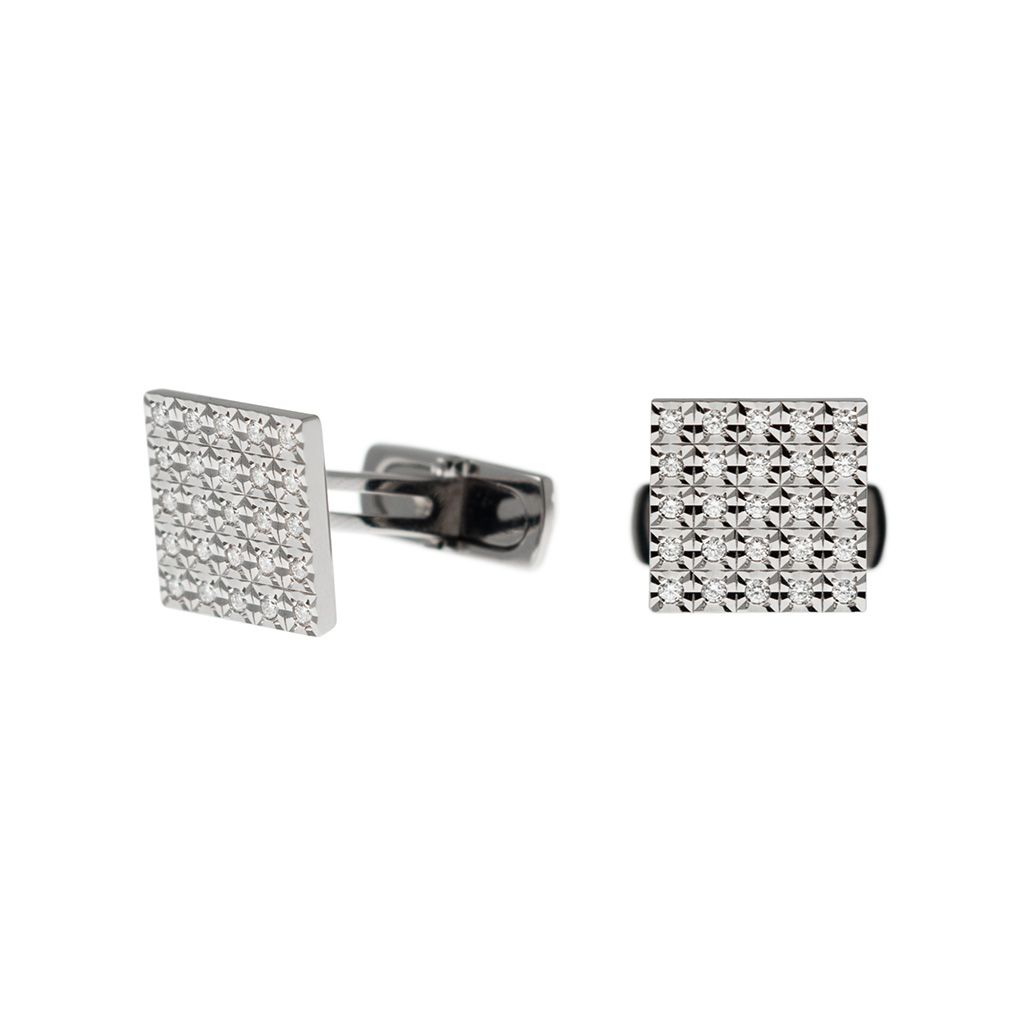White Gold Square Cufflinks with Diamonds