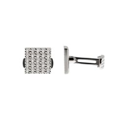 Gemelli Quadrati Oro Bianco con Diamanti