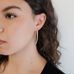Photo of worn Knurled half-moon earrings