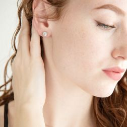 Light Point Earrings with 0.50ct Contoured Diamonds photo worn