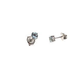 Orecchini punto luce Solitari Acquamarina tonda 3,75mm