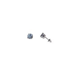 Solitary Studs earrings with round 5.80mm acquamarines in 18kt white gold
