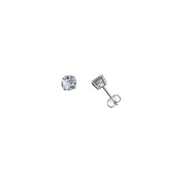 Solitary Studs earrings with round 6.20mm acquamarines in 18kt white gold