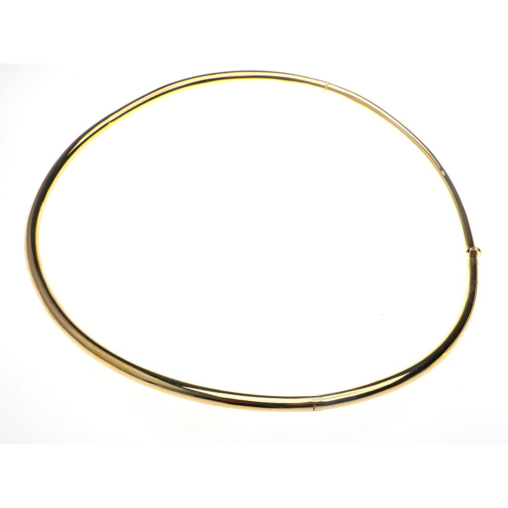 Rigid tubular necklace in yellow gold