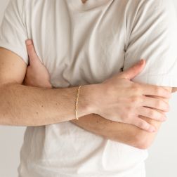 Photo of worn 3+1 two-tone chain bracelet 3.50mm