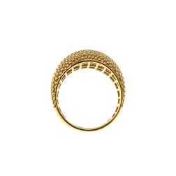 Anello Bombato Godronato in Oro Giallo con Zirconi