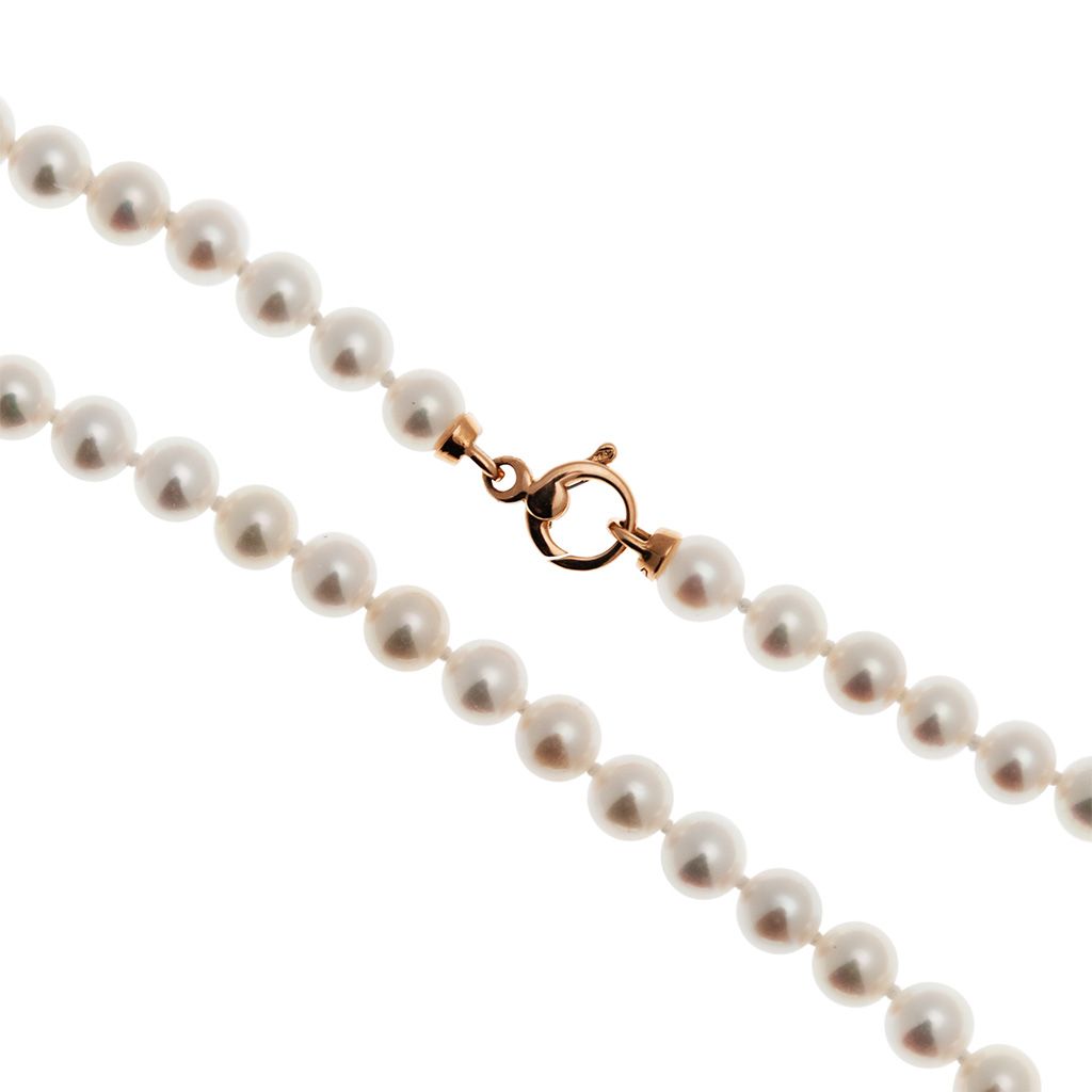 Collana Perle Freshwater con moschettone tondo in Oro Rosa