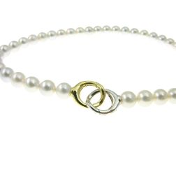 Akoya Pearl Necklace with Curved Double-Colored Clasp