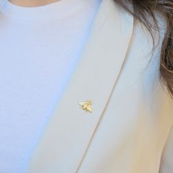 photo of worn Yellow Gold Bee Brooch