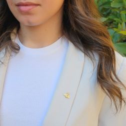 photo of worn Yellow Gold Bee Brooch