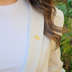 photo of worn Yellow Gold Bird Brooch