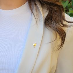photo of worn Yellow Gold Elephant Brooch with Diamond