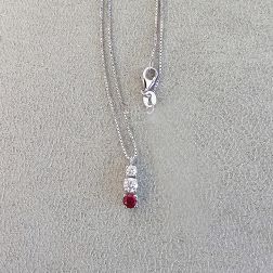 Trilogy Diamond and Ruby Graduated Necklace (2.9mm–3.7mm)