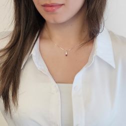 Photo of worn Trilogy Diamond and Ruby Graduated Necklace (2.9mm–3.7mm)