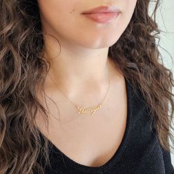 photo of worn Necklace with name Giorgia in yellow gold 18kt