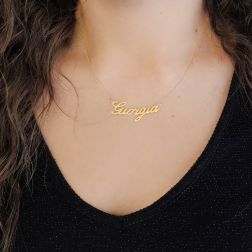 photo of worn Necklace with name Giorgia in yellow gold 18kt