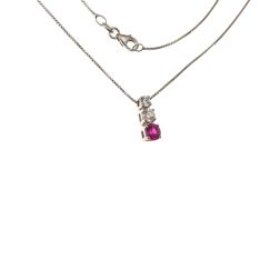 Trilogy Diamond and Ruby Graduated Necklace (2.9mm–3.7mm)