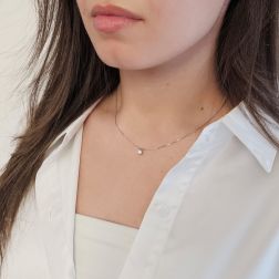 Photo of worn Light Point Solitaire 0.27ct/0.28ct Diamond Venetian Necklace