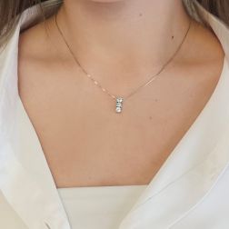 Photo of worn Trilogy Aquamarine Necklace (1.25 cm x 4.7 mm)
