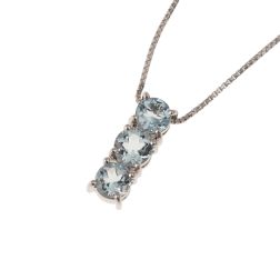 Trilogy Aquamarine Necklace (1.25 cm x 4.7 mm)
