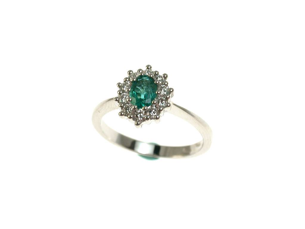 Emerald 7mm x 5mm and Diamonds Ring
