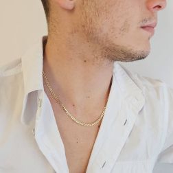 18kt Yellow Gold 50cm x 3.50mm Traversino Necklace foto indossata