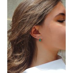 Orecchini monachella Smeraldo 9mm x 6.8mm e Barretta Diamanti