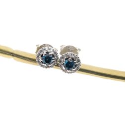 Blue Diamonds Light Point Earrings of 0.12ct each Contoured