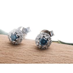 Blue Diamonds Light Point Earrings of 0.12ct each Contoured