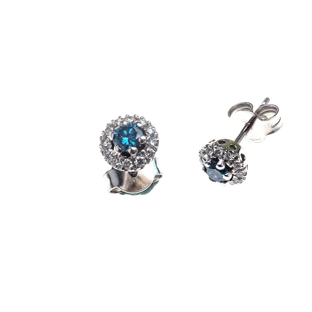 Blue Diamonds Light Point Earrings of 0.12ct each Contoured