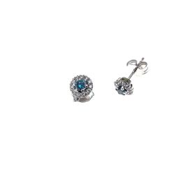 Orecchini Punto Luce Diamanti Blu 0.12ct Ciascuno Contornati