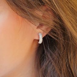 Photo of worn Round Lobed Earrings with Diamonds (1.6cm x 1.7cm)