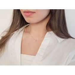 Photo of worn Faceted Circle Light Point Necklace 0.020ct - 3.70mm
