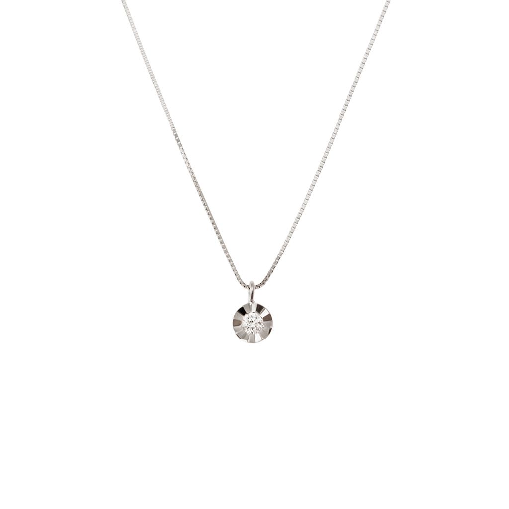 Collana Punto Luce Circle Sfaccettato da 0,020ct - 3.70mm