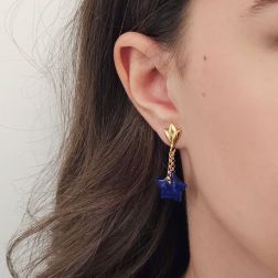Photo of worn Yellow Gold Pendants with Blue Lapis Stars