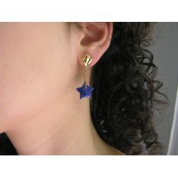 Photo of worn Yellow Gold Pendants with Blue Lapis Stars