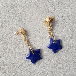 Yellow Gold Pendants with Blue Lapis Stars