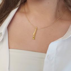 Collana Foulard Tormalina verde e Diamanti in Oro Giallo foto indossata