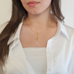 photo of worn Green Tourmaline and Diamond Scarf Necklace in Yellow Gold