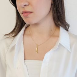 Collana Foulard Tormalina verde e Diamanti in Oro Giallo foto indossata