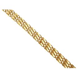 Bracciale a segmenti Foglioline Diamantate e Filo Torto in Oro Giallo