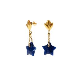 Yellow Gold Pendants with Blue Lapis Stars