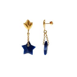Yellow Gold Pendants with Blue Lapis Stars