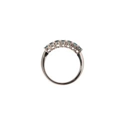 7 Blue Diamonds Ring - Width 3.6mm - White Gold